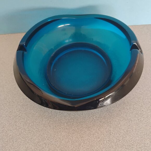 Viking Glass Bluenique Tulip Ashtray, MCM - Picture 2 of 7